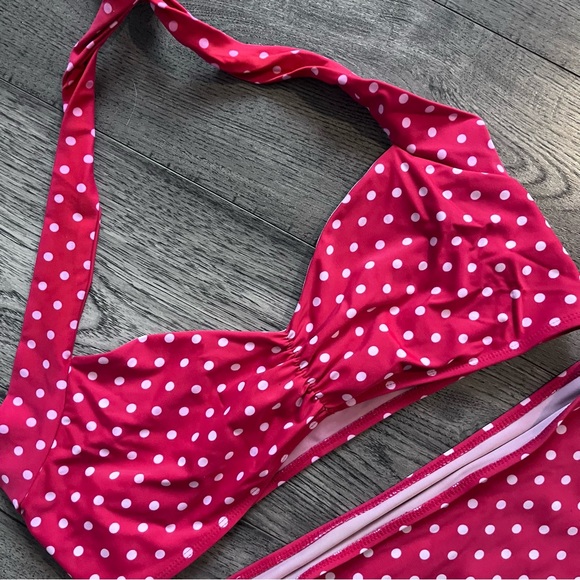 Red Dolly Swimwear Retro Polka Dot Bikini Set Size L - Picture 3 of 4